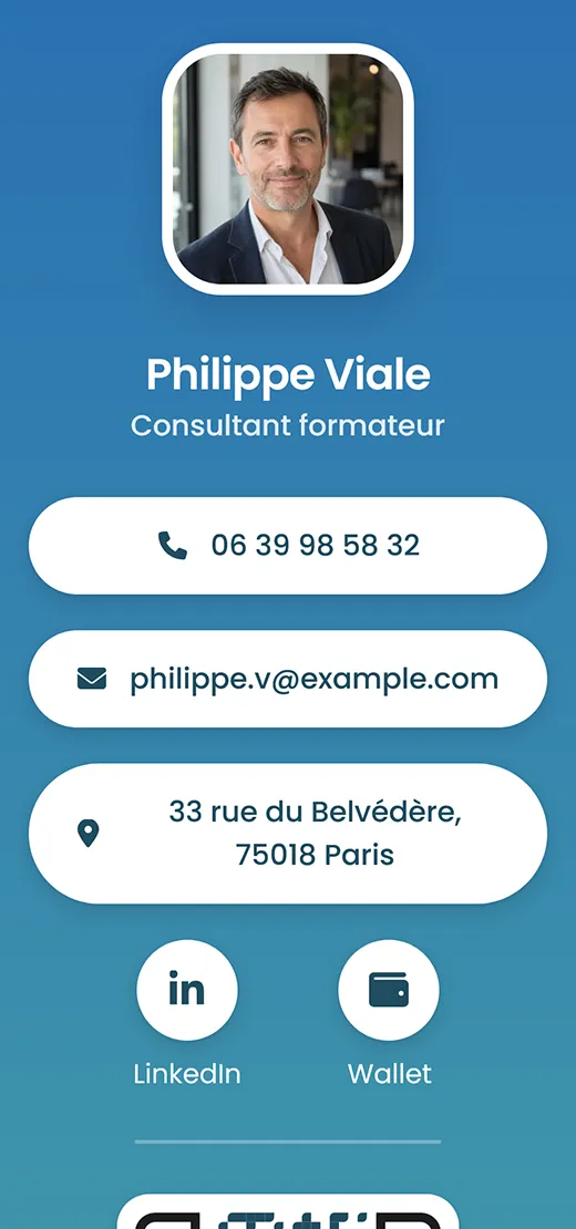 Carte de visite virtuelle de Philippe Viale, consultant formateur